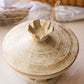Vintage Haeger Gold Tweed Ceramic Lidded Round Footed Dish