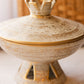 Vintage Haeger Gold Tweed Ceramic Lidded Round Footed Dish