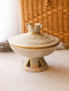 Vintage Haeger Gold Tweed Ceramic Lidded Round Footed Dish