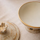 Vintage Haeger Gold Tweed Ceramic Lidded Round Footed Dish
