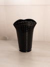 Vintage Black Glass Vase with Triangular Opening