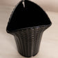 Vintage Black Glass Vase with Triangular Opening