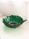 Vintage Large Blenko Large Green Glass Leaf Bowl
