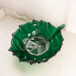 Vintage Large Blenko Large Green Glass Leaf Bowl