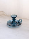 Vintage Dark Blue Candleholder Chamberstick with Handle