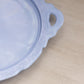 Vintage Blue Delphite Cherry Blossom Glass Handled Plate Platter