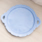 Vintage Blue Delphite Cherry Blossom Glass Handled Plate Platter