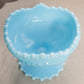 Vintage Fenton Blue Milk Glass Compote with Sawtooth Edge