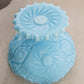 Vintage Fenton Blue Milk Glass Compote with Sawtooth Edge