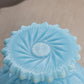 Vintage Fenton Blue Milk Glass Compote with Sawtooth Edge