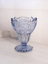 Vintage Blue Glass Footed Vase with Satin Fleur-de-lis Designs