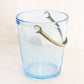Vintage Blue Glass Ice Bucket with Silver Tone Metal Handle