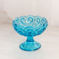 Vintage Blue Glass Moon and Star Pedestal Candleholder