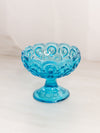 Vintage Blue Glass Moon and Star Pedestal Candleholder