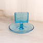 Vintage Blue Glass Rectangular Cigarette Holder with Circular Base