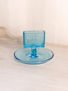 Vintage Blue Glass Rectangular Cigarette Holder with Circular Base
