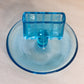 Vintage Blue Glass Rectangular Cigarette Holder with Circular Base