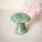 Vintage Blue Green Alabaster Stone Mushroom Figurine