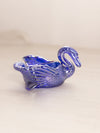 Vintage Blue Iridescent Glass Swan Salt Cellar or Toothpick Holder