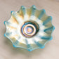 Vintage Blue Iridescent Opalescent Carnival Glass Pointed Dish
