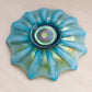 Vintage Blue Iridescent Opalescent Carnival Glass Pointed Dish