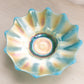 Vintage Blue Iridescent Opalescent Carnival Glass Pointed Dish