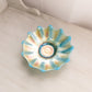 Vintage Blue Iridescent Opalescent Carnival Glass Pointed Dish