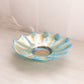 Vintage Blue Iridescent Opalescent Carnival Glass Pointed Dish