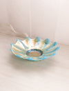Vintage Blue Iridescent Opalescent Carnival Glass Pointed Dish