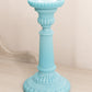 Vintage Blue Milk Glass Candlestick with Linear Details