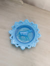 Vintage Blue Opalescent Glass Horse Plate