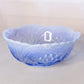 Vintage Blue Opalescent Water Lily & Cattails Bowl