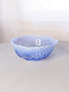 Vintage Blue Opalescent Water Lily & Cattails Bowl