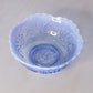 Vintage Blue Opalescent Water Lily & Cattails Bowl