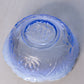 Vintage Blue Opalescent Water Lily & Cattails Bowl