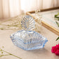 Vintage Blue Glass Ribbed Diamond Shaped Lidded Jar with Finial