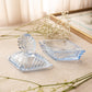 Vintage Blue Glass Ribbed Diamond Shaped Lidded Jar with Finial