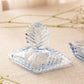 Vintage Blue Glass Ribbed Diamond Shaped Lidded Jar with Finial