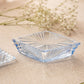 Vintage Blue Glass Ribbed Diamond Shaped Lidded Jar with Finial