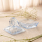 Vintage Blue Glass Ribbed Diamond Shaped Lidded Jar with Finial