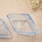 Vintage Blue Glass Ribbed Diamond Shaped Lidded Jar with Finial