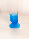 Vintage Blue Satin Glass Owl Toothpick Holder
