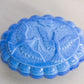 Vintage Blue Slag Glass Lidded Dish with Bird Designs