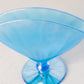 Vintage Blue Iridescent Stretch Glass Footed Fan Vase
