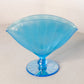 Vintage Blue Iridescent Stretch Glass Footed Fan Vase