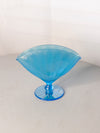 Vintage Blue Iridescent Stretch Glass Footed Fan Vase