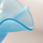 Vintage Blue Stretch Glass Ruffled Footed Bowl