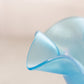 Vintage Blue Stretch Glass Ruffled Footed Bowl