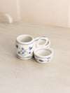 Vintage Blue & White Ceramic 3-Section Condiment Menage