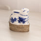 Vintage Blue White Ceramic and Metal Bunny Lidded Box